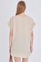 Women's Cream V-Neck Oversize Blouse with Side Slits and Long Double Sleeve Detail on the Back Arm-24Y001074 - 7
