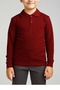 Unisex Polo Neck Long Sleeve Claret Red T-shirt - 2