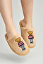 Warm Plush Fabric, Embroidered, Non-Slip and Soundless Thermo Sole, Women's House Slippers Slippers