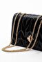 Women's Gold Color Chain Shoulder Bag Delbin black Patent Leather - 4