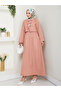 Women's Sofia Linen Hijab Pink Powder Kimono Suit with Three Tie Skirts - 5