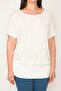 Women's Large Size Bone Crew Neck Banded Hem Low Sleeve Tunic 65n32563 - 5