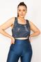 Women's Large Size Indigo Back Detailed Crop Bistuary 65n33329 - 3