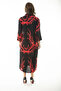 Women's Large Size Red Woven Viscose Fabric Front Buttoned Long Sleeve Dress 65N36887 - 5