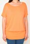 Women's Large Size Orange Crew Neck Banded Hem Low Sleeve Tunic 65n32563 - 5