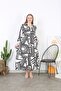 Plus Size Geometric Print Black Viscose Dress with Button Pocket 65N38737 - 7