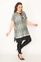 Women's Large Size Black Low Sleeve Skirt Patterned Tunic Dress 65n23255