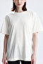 Ecru Loose Fit Unisex T-Shirt 100% Cotton Crew Neck Solid Color T-Shirt - 4