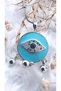 Blue Enamel Steel Necklace with Eye Figure - 5