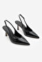 Women's Stiletto Pointed Toe Croco Open Back Strap Classic Heeled Shoes Andis Black Croco - 5