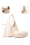 Cream Shk19 Faux Leather, Snap Fastener, Single Compartment, Zippered Makeup Bag, Hand, Arm and Shoulder Bag - 4