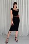 3-Piece Set Including Waist Bag and Belt Midi Length Pencil Dress