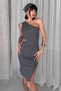 Cut Out Detailled Recovery Tie-Dye Camisole Fabric One Shoulder Dress - 6