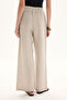 100% Linen Plain Stone Trousers - 6