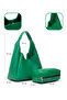 Grass Green Shk19 Faux Leather, Snap Closure, Single Compartment, Zippered Makeup Bag, Hand, Arm, and Shoulder Bag - 4