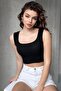 ياقة على شكل حرف U، مظهر مضلع، حزام سميك، قميص داخلي قصير - 4