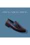 Leather Burgundy and Black Opening Leather Loafer Tassel Dex-Ter P039 Daily Classic Shoes