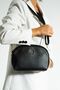 Women's Cross Strap 3 Compartment Double Metal Zipper Gold Accessory Shoulder Bag
