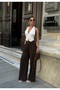 High Waist Linen Look Palazzo Trousers - 4