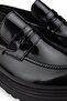 Genuine Leather Black Loafer Men's Shoes - 7
