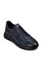 Genuine Leather Navy Blue Men's Sneakers - 7