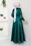 Satin Bow Long Hijab Evening Dress - Women's Clothing 2745 - 7