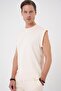 Men's Bermuda 035 Comfort Fit Lace-Up Waist Viscose Blended Casual Beige Shorts - 3