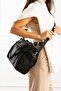 Women's Black Color Mosaic Pattern Satin Fabric 5 Compartment Adjustable Cross Strap Hand and Shoulder Bag - 2