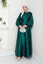 Satin Bow Long Hijab Evening Dress - Women's Clothing 2745 - 4