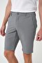Men's Slim Fit Elastic Waist Seersucker Cotton Casual Gray Shorts Bermuda 034 - 5
