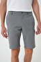 Men's Slim Fit Elastic Waist Seersucker Cotton Casual Gray Shorts Bermuda 034 - 3