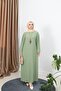 Pleated Sandy Dress with Necklace