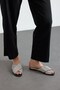 Cleopatra Black Stone Metallic Skin Women's Slippers - 4