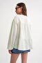 4563 Women's Loose Muslin Shirt with Tie Collar and Elastic Sleeves Sage - 7