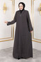 Wave Stone Detailed Abaya Tsd250166 Anthracite - 4
