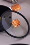 Bien Black 20 cm Silicone Framed Pot and Pan Glass Lid (with Acacia Wood Handle) - 5