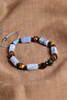 Certified Chalcedony - Tiger Eye - Hematite Natural Stone Bracelet with Zircon Apparatus - 5