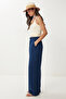 Navy Blue Muslin Palazzo Trousers - Lmx0008 - 3