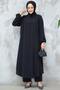 Black Hijab Double Set - with Buttons 10891S - 3