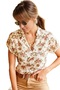 Women's Mini Floral Print Summer Bat Short Sleeve Shirt - 5