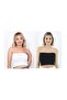 Women's Black-White 2-Pack Ribbed Strapless Crop Bustier Casual & Stylish Top Stretchy Fabric