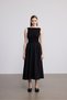 Women's Maxi Length Stretchy Knitted Top with Poplin Skirt Stylish Black Strap Dress / Sevde Ugur