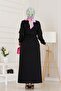 Two Yarn Dress with Front Zipper Detail-Black - 5