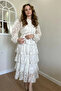 White Tiered Dress with Flounced Trim - 5