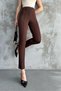 Women's Brown High Waist Slim-Leg Chest Fabric Trousers - 6