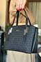 Women's Print Patterned Shoulder Bag and Wallet Set 2066-str Black 0611 - 2