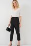 Women's Black High Waist Fabric Trousers 6650