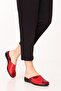 Genuine Leather House Slippers Özl.450 Red Combination - 2