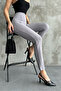 Women's Gray High Waist Slim-Legged Chestnut Trousers - 8