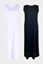 2134_Black-White 2 Pack Sleeveless Dress Liner Underskirt